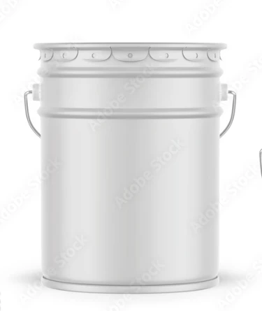Balde de tinta de metal branco fosco com tampa de borda de flor